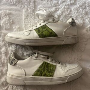 Ted Baker Ladies Sneakers Shoes Leather Size 8Snakeskin Trim White Pre Loved